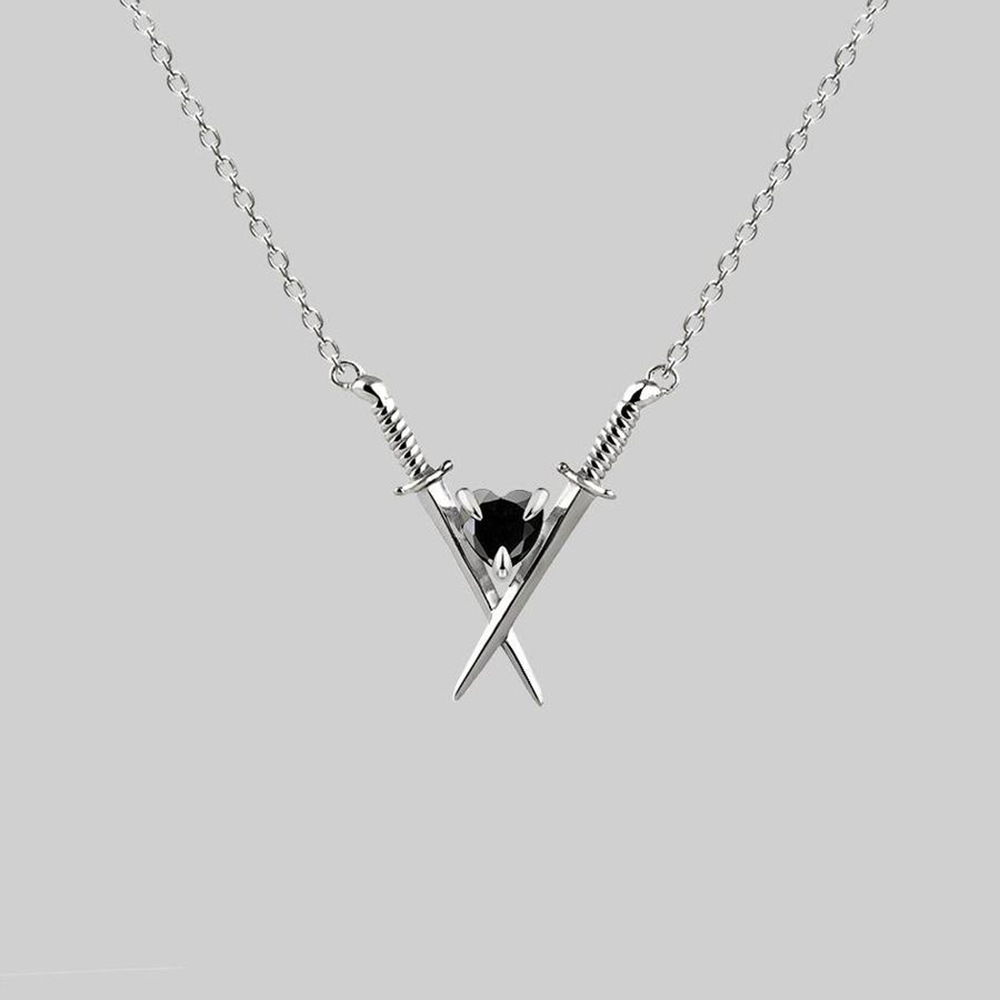 European and American new fashion simple heart sword necklace