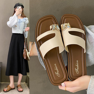 Flat Sandals 2025 New Women's Comfortable and Versatile Simple Style Butterfly Outdoor Non-Slip Popular Slippers Cross-Border Wholesale