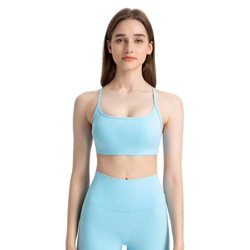 New Fashionable Thin Strap Cross Hollow Back Sports Bra Low-Intensity Yoga Pilates Sports Bra