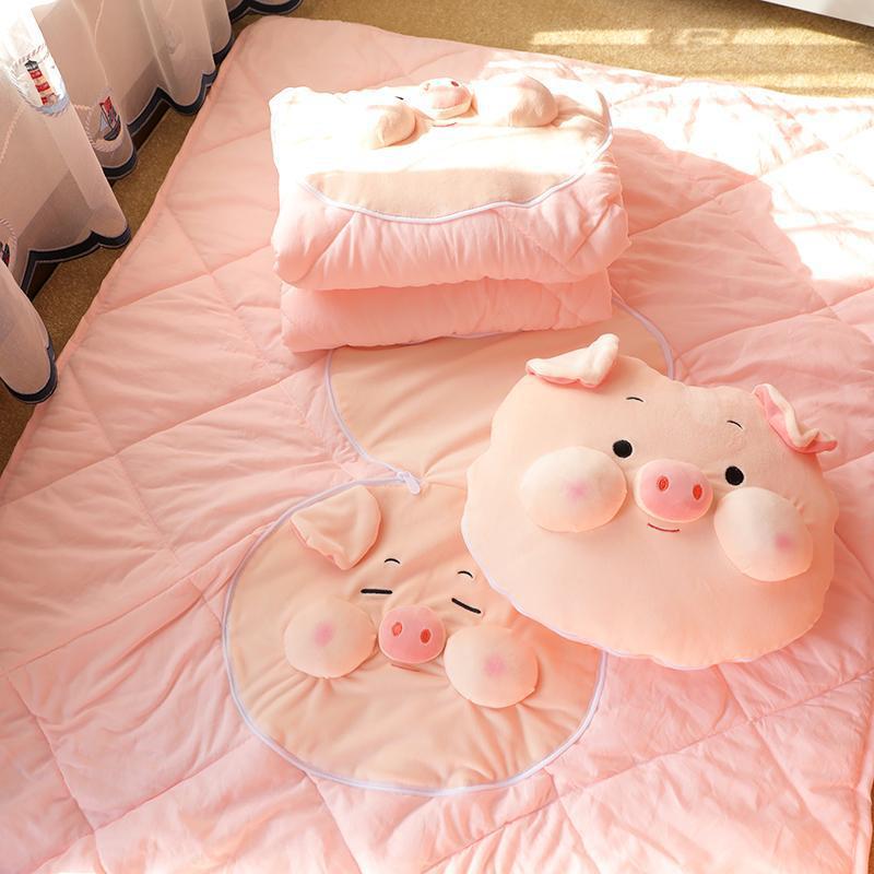 Cute cerdo almohada colcha almohada de doble propósito almohada de oficina siesta almohada aire acondicionado manta 2 en 1 vehículo grueso