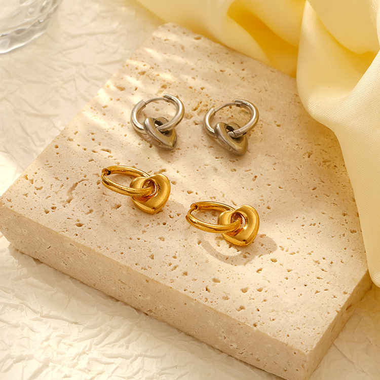Cross-border high-level love ring stainless steel detachable earrings women's European and American fashion simple temperament earring earrings_voghion.com