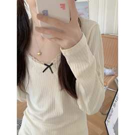 跨境专供外贸女士甜美针织提花棉简约家居服花边睡衣套装两件套女