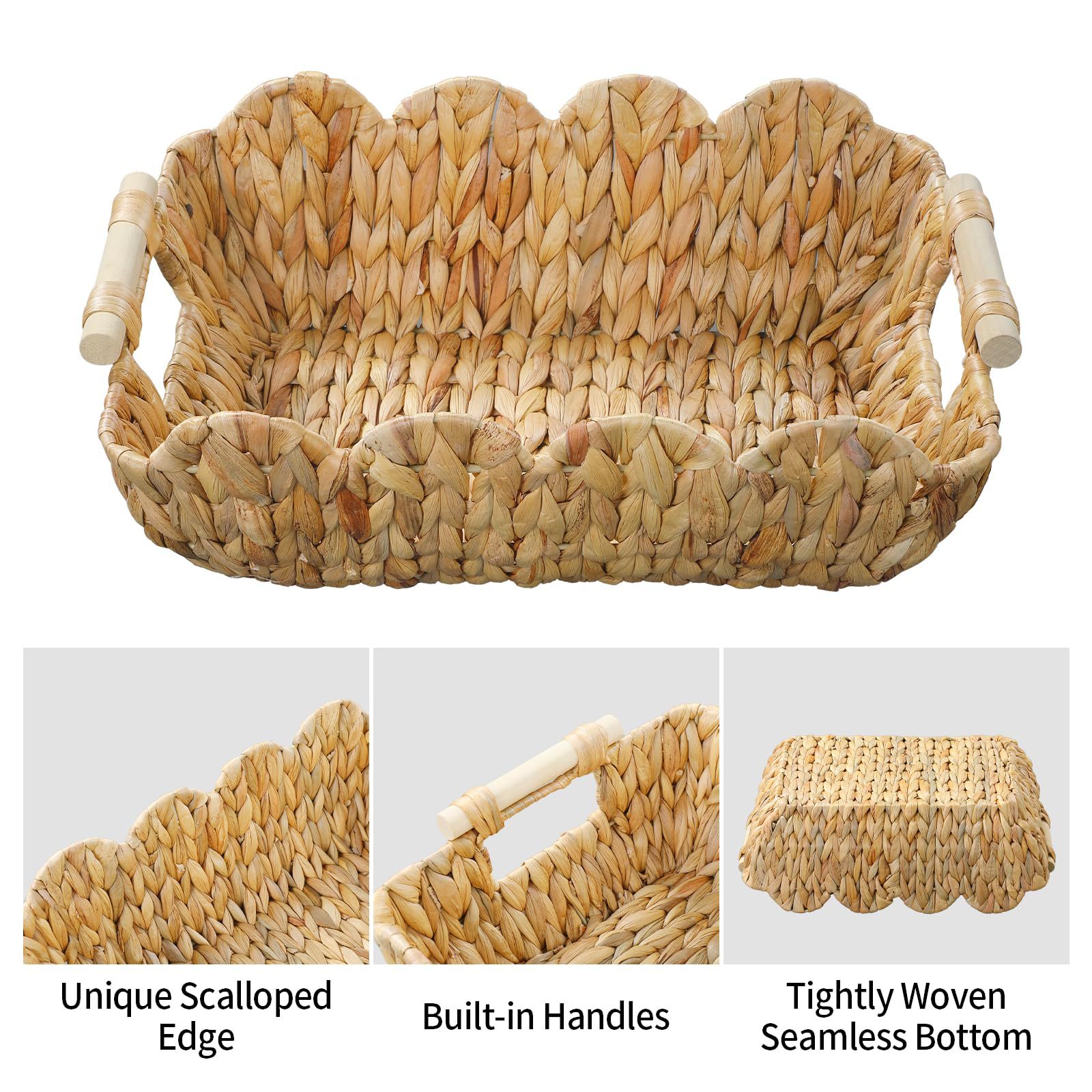 Cesta de almacenamiento de paja de calabaza personalizada transfronteriza con mango de madera cesta de vieira cesta de almacenamiento de decoración del hogar tejida a mano