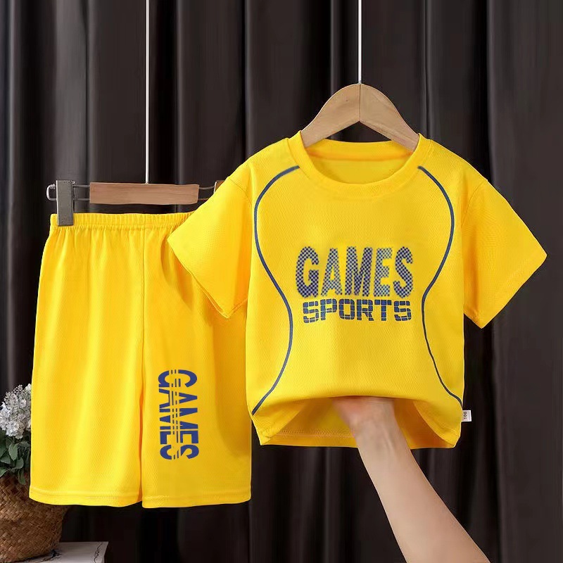 Boys' Quick-Dry Clothes Children's Clothing Summer Basketball Suit for Boys and Girls Two-Piece Short-Sleeved Sports and Leisure Football Suit for Large Children