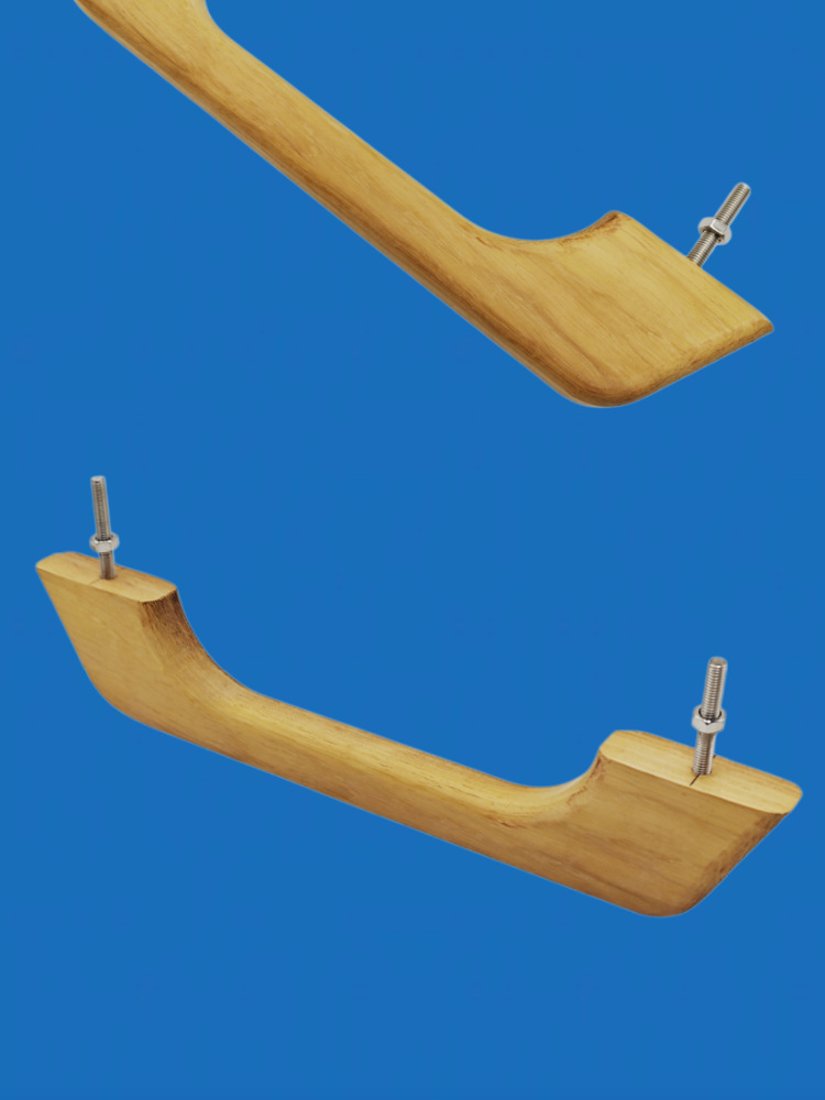 12inch Teak Solid Wood Single Ring Handle Armrest Pull Handle for Yacht Rv Furniture Home Hardware Accessories