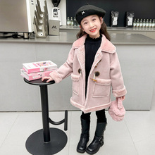 女童加绒外套秋冬款2025新款冬季加厚儿童装女宝宝冬装中长款大衣