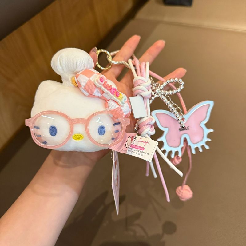 正版三丽鸥HelloKittykt头钥匙扣包包挂件眼睛系列潮流手链时尚礼|undefined