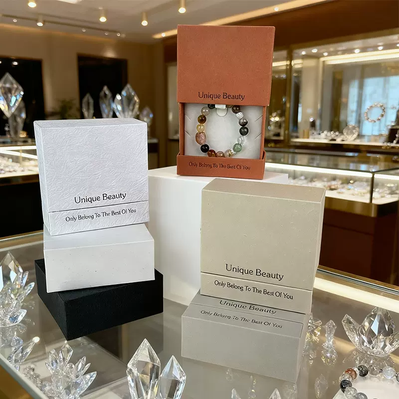 现货水晶包装盒石陶耳钉戒指项链手水晶手镯手链悬浮盒文玩手串盒