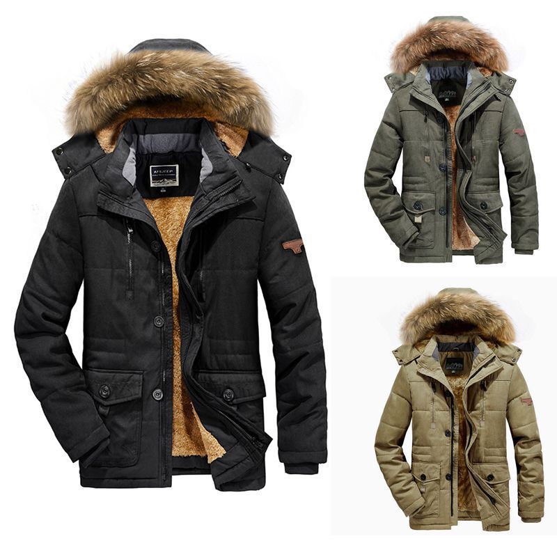Men's clothing plus cashmere thick padded jacket new medium long hooded large size men's padded jacket_voghion.com
