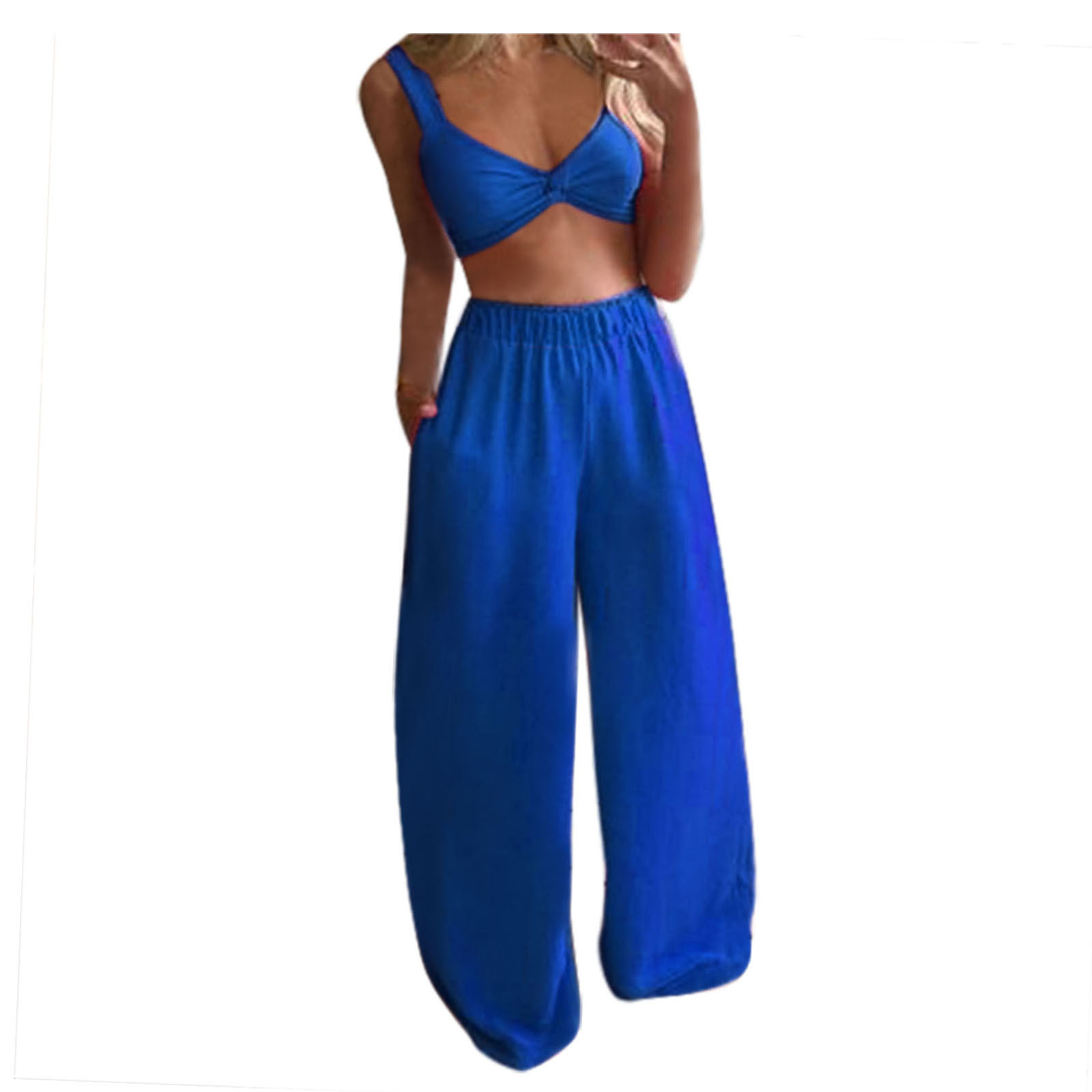 Foreign Trade 2021 Spring Fashion Thin Solid Color Wide-leg Pants Summer Anti-mosquito Loose Hanging Loose Casual
