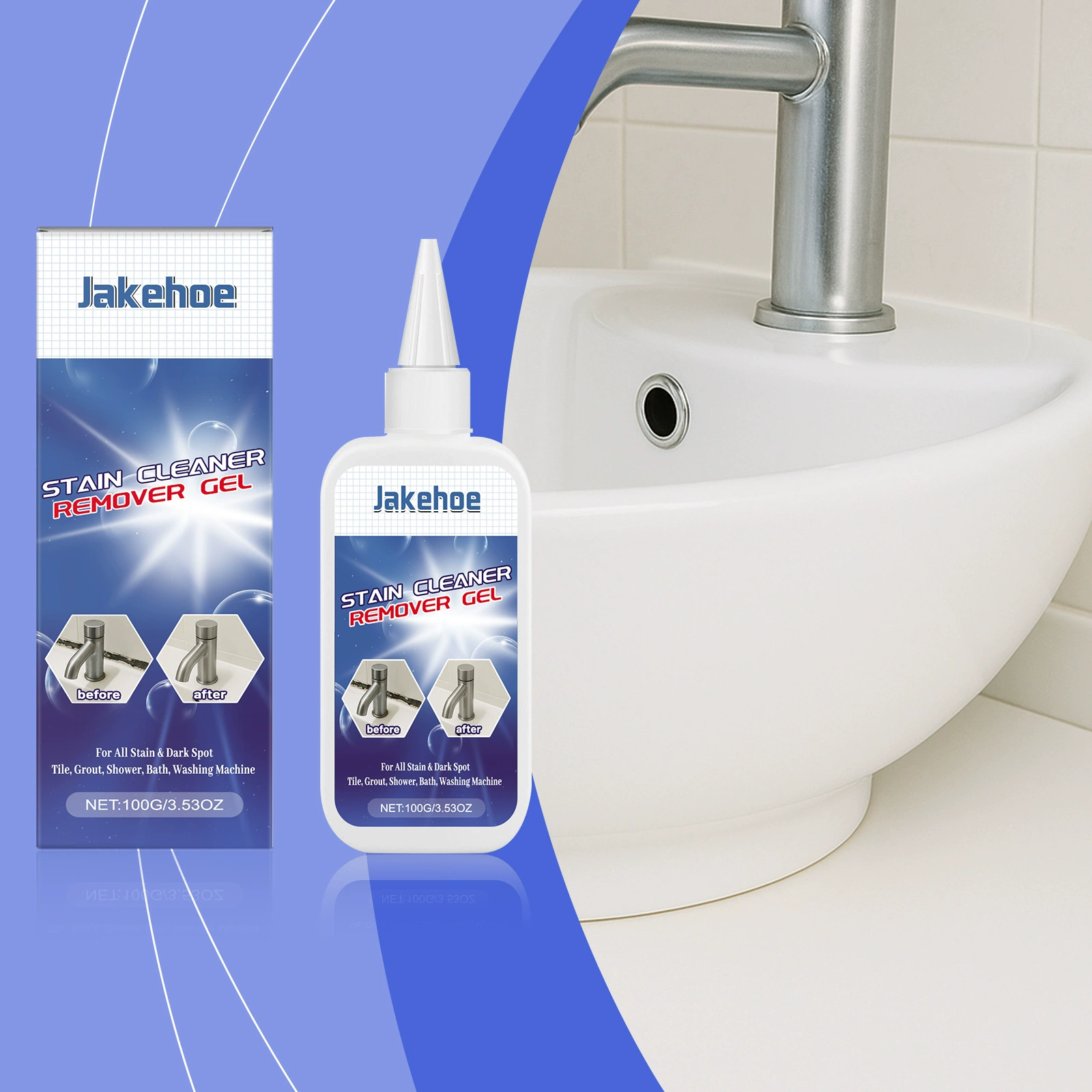 Многоцелевой чистящий гель JAKEHOE, подходящий для раковины, плитки, промежутков, стиральной машины, чистящего средства для домашнего пятновыводителя
