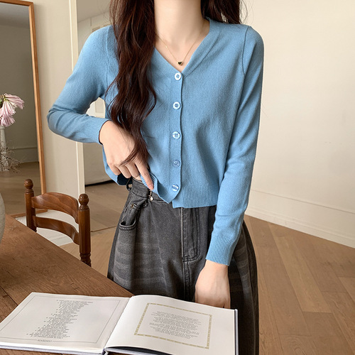 Autumn Collection New Arrival Women's Short Sleeve Knit Top with Long Cardigan Outerwear