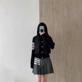 TB冬款女款白鸭绒羽绒服休闲显瘦针织百搭长袖外套立领羽绒服
