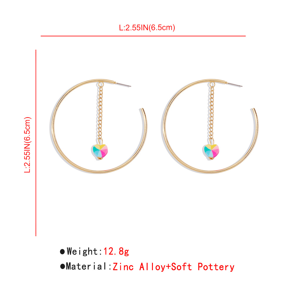 simple geometric love creative chain C-shaped earrings retro