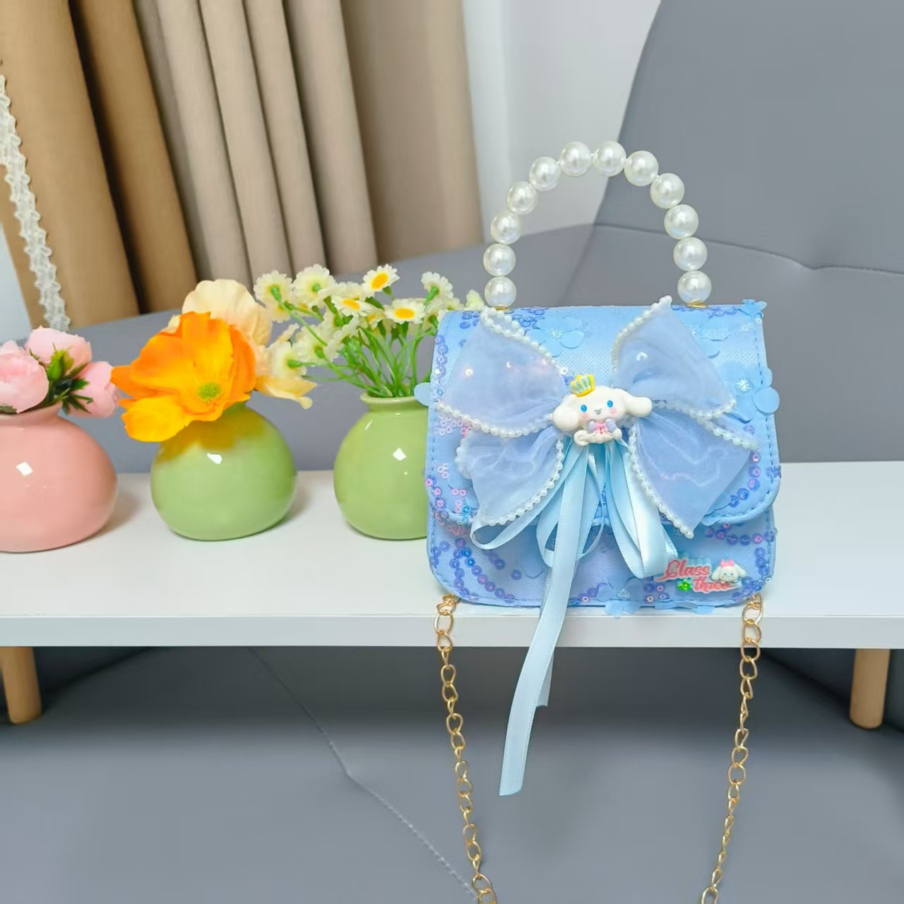 Bolso de perlas arco princesa pequeña fragancia Meilati Kulomi bolso de mano accesorios de cadena bolso de Año Nuevo