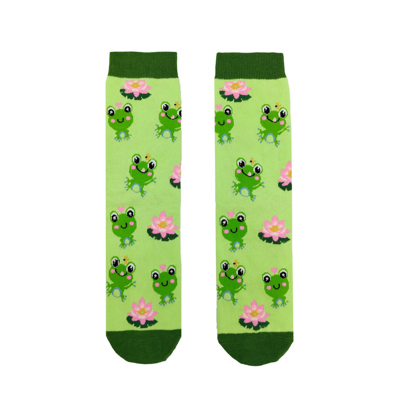 Cross-Border Trendy Socks Creative Frog Theme Cartoon Pattern Anime Socks Men and Women Straight Socks Mid-Tube Fashion Jacquard Socks