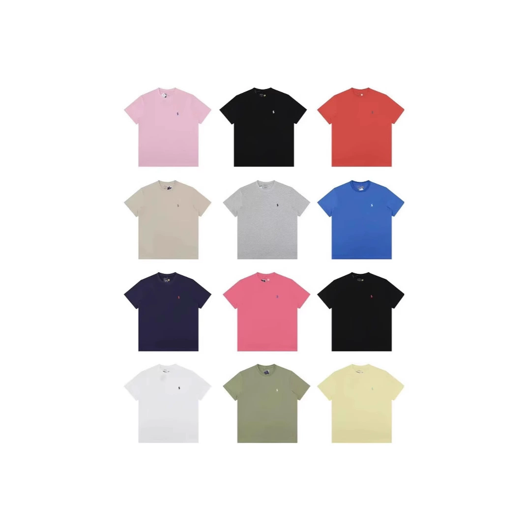 Summer Hot-Selling Rl Embroidered T-Shirts with Qr Codes, Specially Designed for Cross-Border Dropshipping, Available in Multiple Colors and Large Quantities in Stock