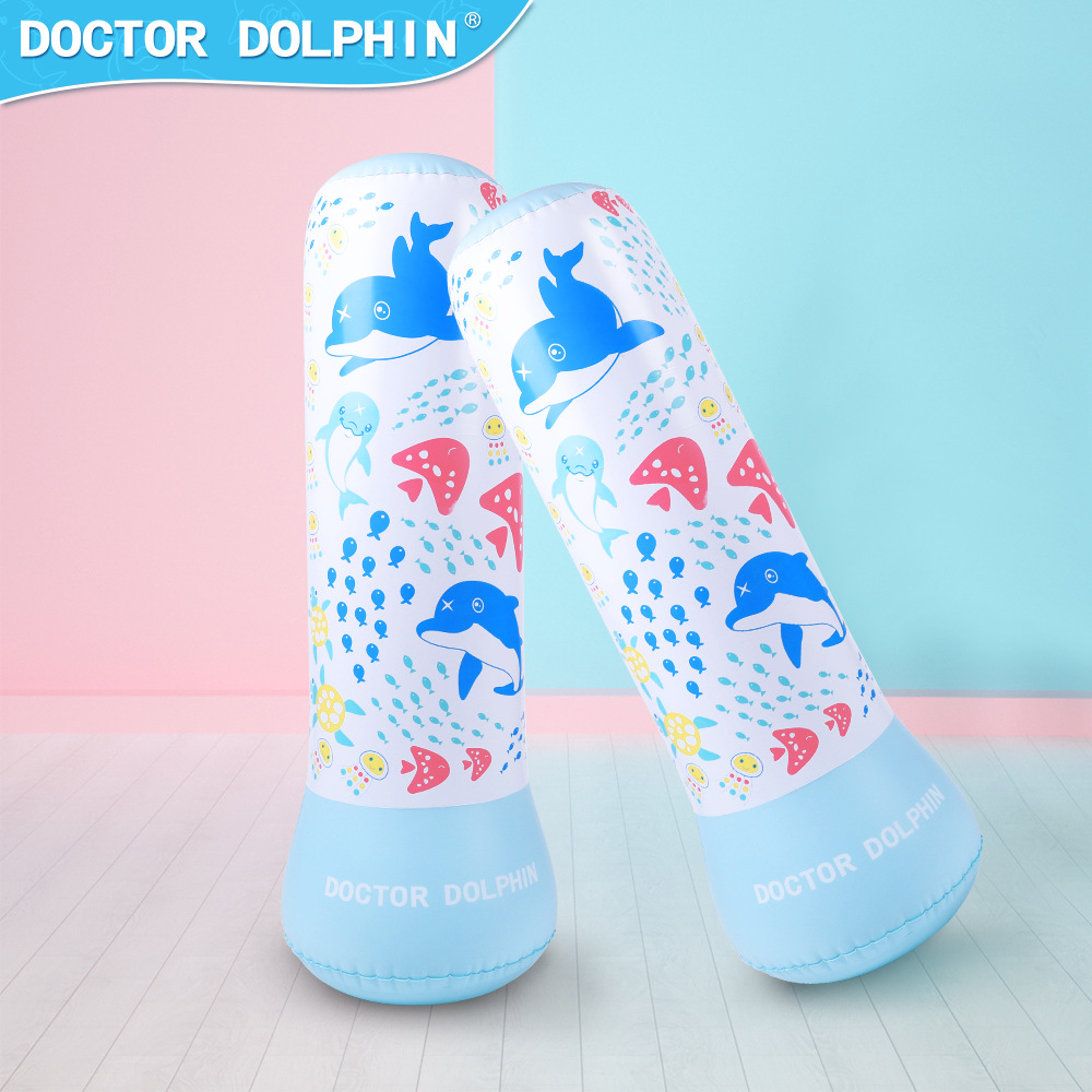 Doctor Dolphin | Columna de boxeo inflable para niños 125cm Columna de boxeo para niños Vaso vertical cilíndrico