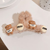 Plush demi-season capacious crab pin, big hairgrip with bow, shark, hair accessory, hairpins