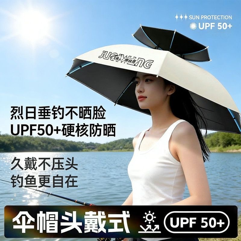 New head-mounted umbrella hat, umbrella specifically for fishing, conical umbrella hat, outdoor sun protection hat for grocery shopping