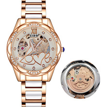 吱道网红手表女生款全自动仿机械表陶瓷蝴蝶夜光时尚工厂批发现货