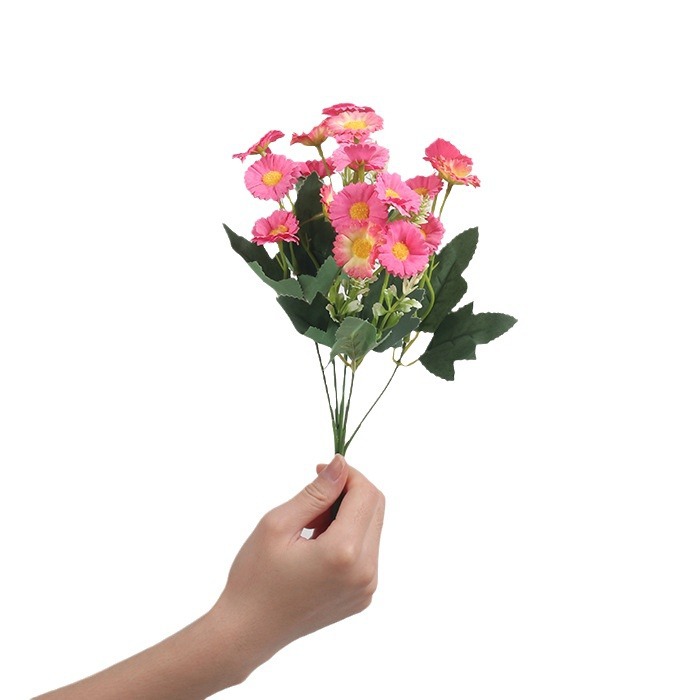 Flores artificiales, margaritas, decoración de la mesa de la sala de estar, flores falsas, arreglos florales de alta gama, accesorios de disparo