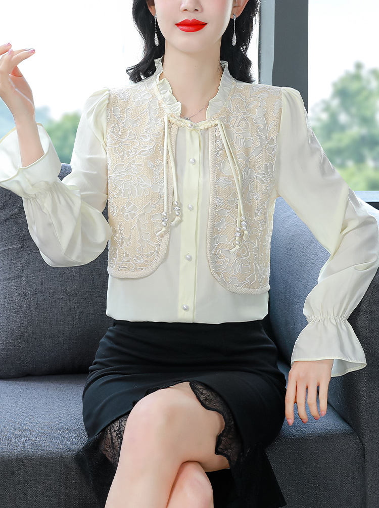 B6884 1520K ÁO SƠ MI NỮ SHED)ST THÊU HỌA TIẾT HOA THỜI TRANG NỮ LỤA TƠ TẰM G04 SẢN PHẨM MỚI