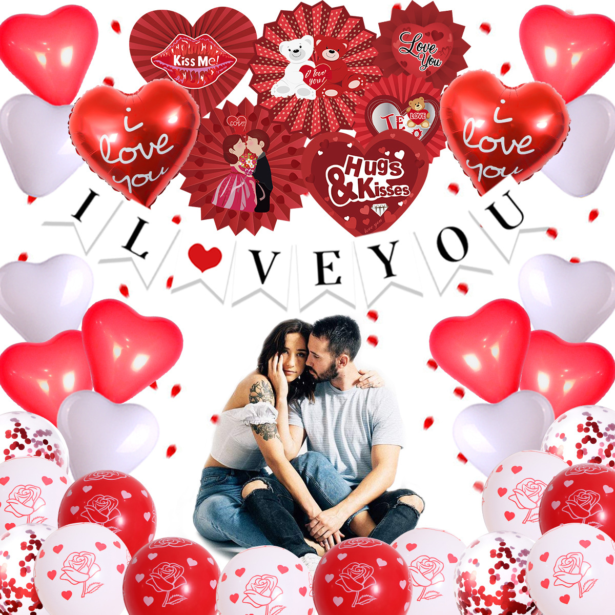 Día de San Valentín 18 pulgadas con un globo en forma de corazón, diseño de boda, partido transfronterizo, set de globo, suministros de boda