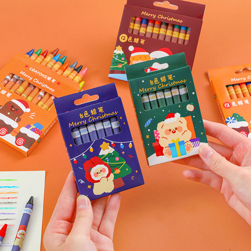 Christmas crayon 8-color 12-color crayon set children's graffiti painting pen art oil pastel Christmas small gift