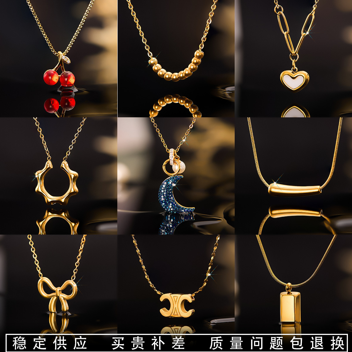 wenjian summer new titanium steel necklace female personality original clavicle chain fashion stainless steel ornament live hot source