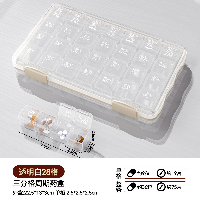 Medicine Box for Seven Days a Week, Travel Transparent Medicine Box, Portable Medicine Box, Medicine Dispensing Box, Medicine Storage Box, Cross-Border Medicine Box