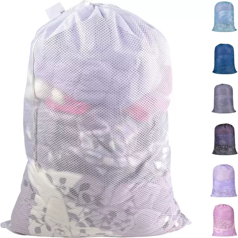 跨境亚马逊爆款金陵网超大号拉绳洗衣袋衣物护洗袋窗帘衣服收纳袋