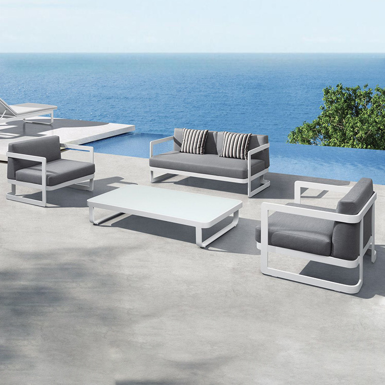 Nordic Ocio al aire libre sofá Sunshine Room aleación de aluminio Villa jardín protección solar impermeable terraza del Hotel muebles creativos