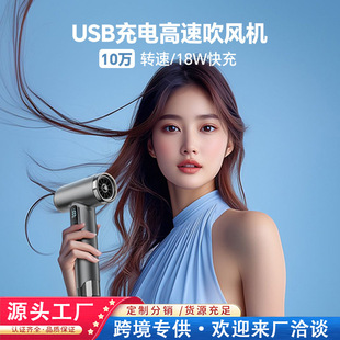 New Wireless Hair Dryer Household High-Power Hair Dryer Low-Power Dormitory Hair Dryer Blue Light Lazy Hair Dryer