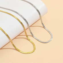 欧美跨境不锈钢项链40+5+片满天星压花刀片链真空镀18K金项链颈链