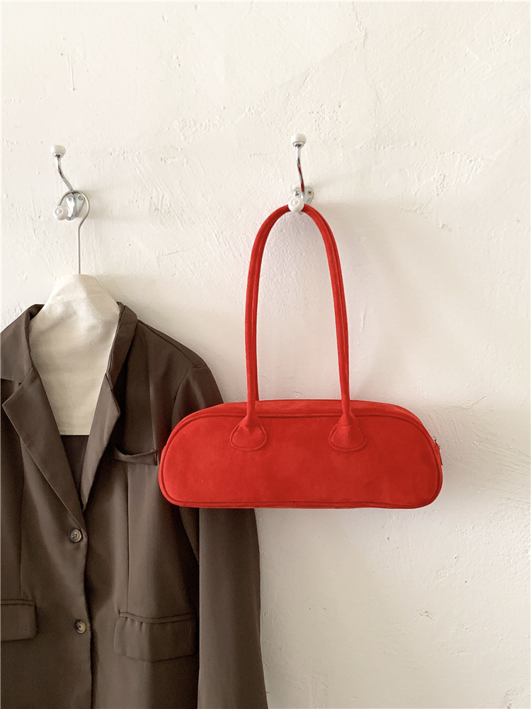 Cross-Border Baguette Underarm Bag For Women Fashion Retro Suede Niche Luxury Suede Handbag Shoulder Bag - Thumbnail 6