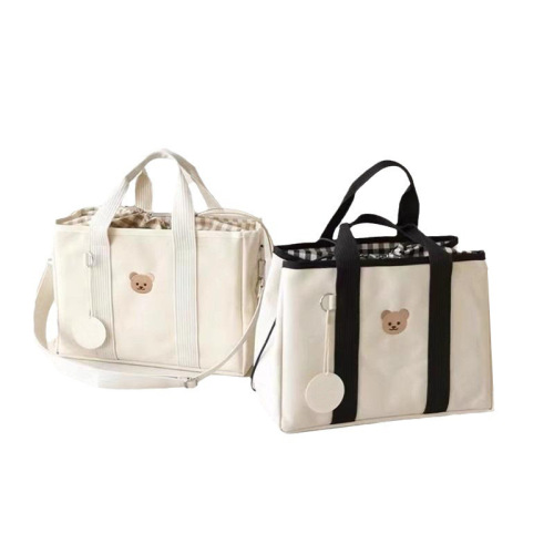 Korean Instagram Mommy Bag Cartoon Bear Mother Bag Canvas Portable Lightweight Multifunctional Handbag Baby Carrier