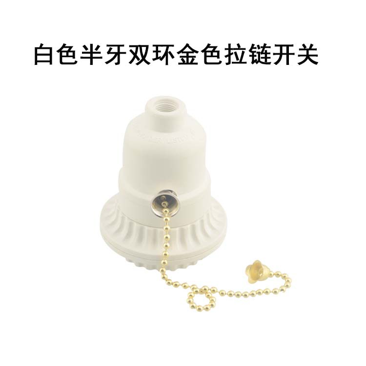 Blanco medio diente doble anillo oro con interruptor de cremallera