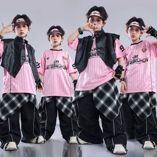 街舞儿童潮服马甲架子鼓演出服男童嘻哈套装少儿服装hiphop童装酷