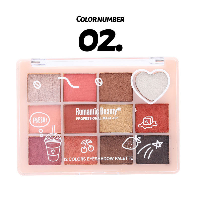 Transfronterizo de doce colores de la sombra de ojos de amor perla de maquillaje de ojos de color brillante brillo marrón duradero maquillaje de belleza