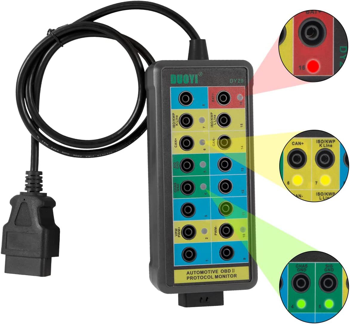 DY29 CAN测试仪盒OBD2 16Pin分线盒OBD2汽车检测仪故障诊断仪英文