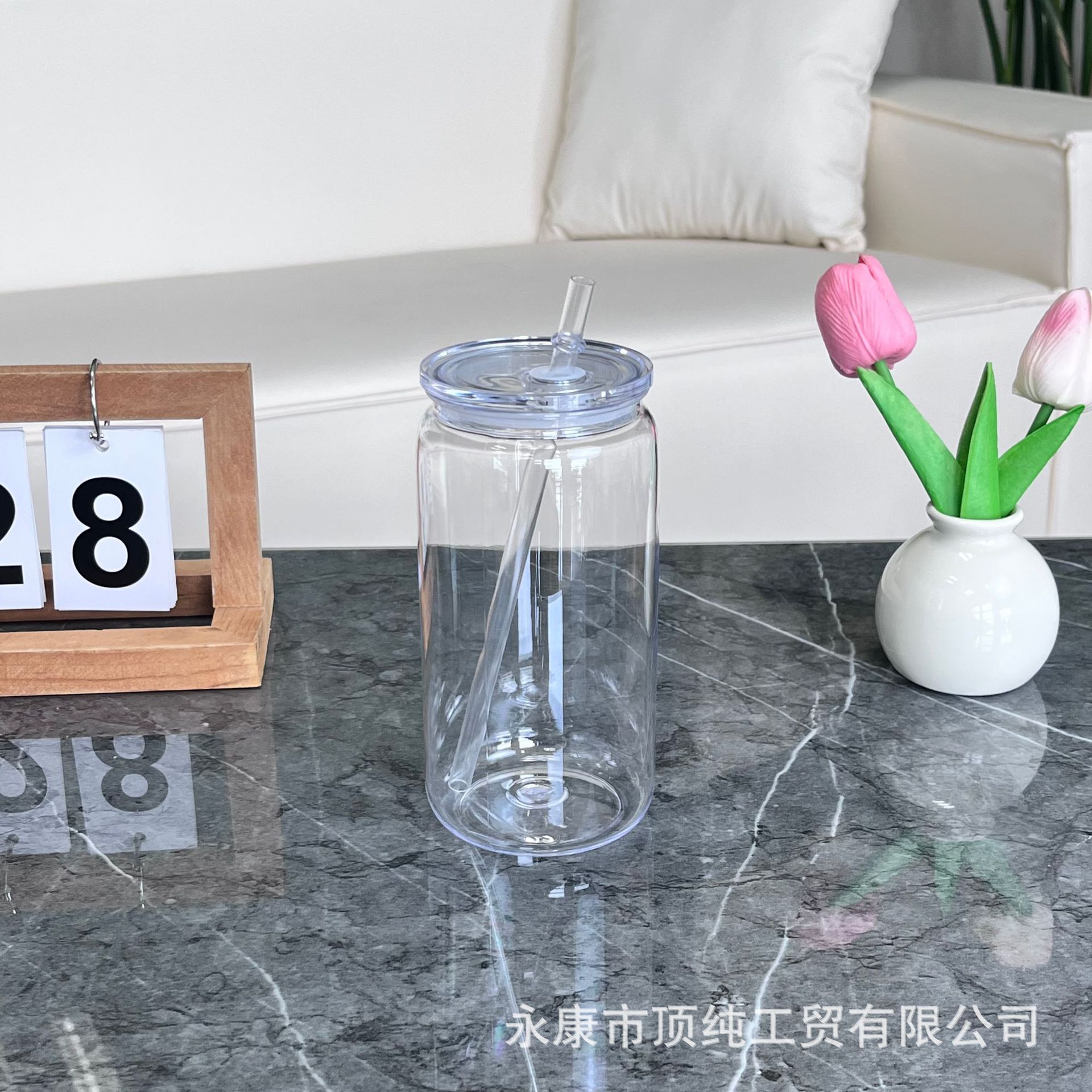 2024 estilo explosivo 16oz taza de paja de plástico protección del medio ambiente jelly acrílico color mason taza de plástico al por mayor