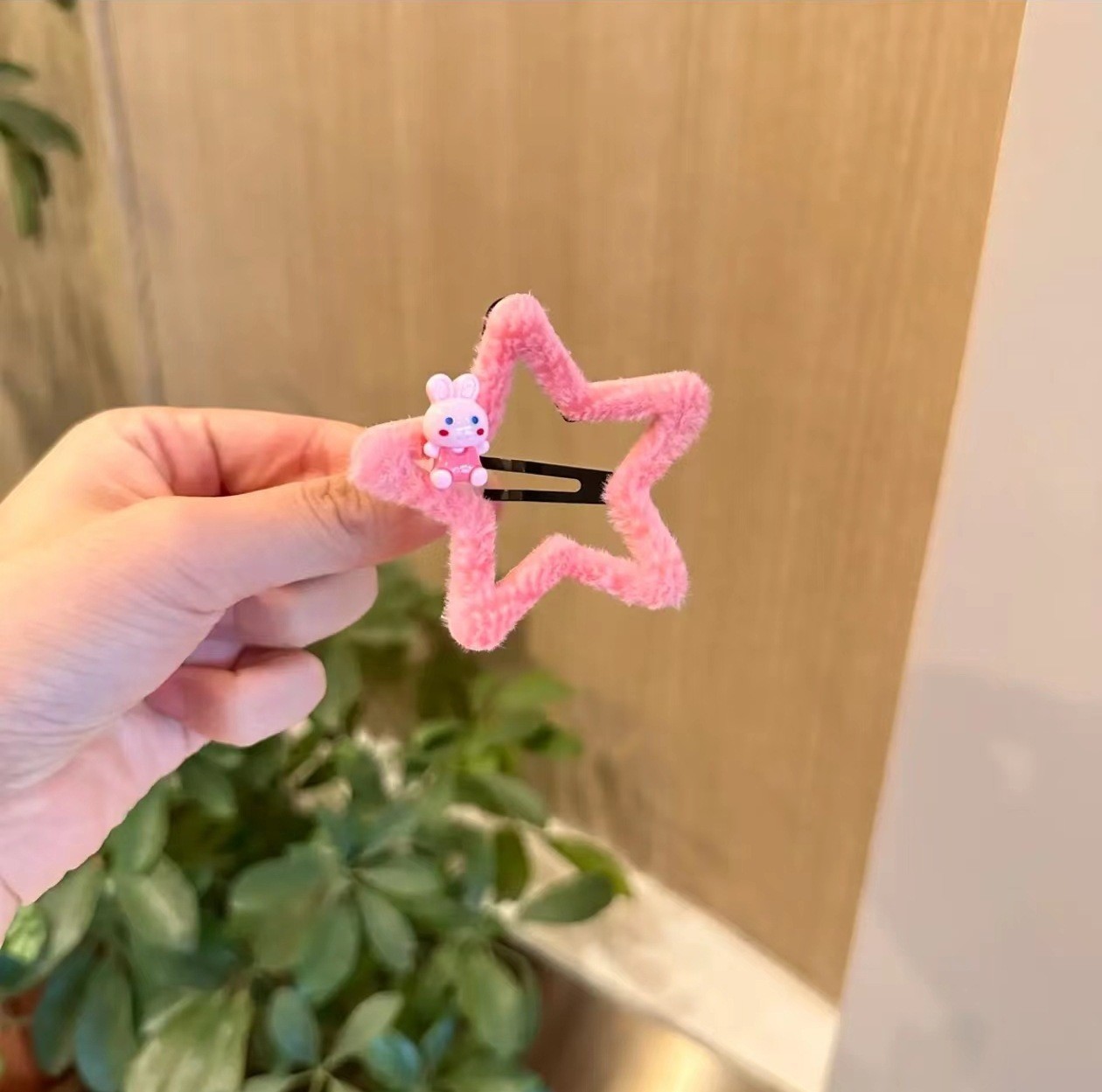 Cinco estrellas horquilla Rosa felpa