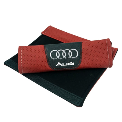 Interior Accessories, Leather, Seat belt shoulder pad - audi-red-1-pair