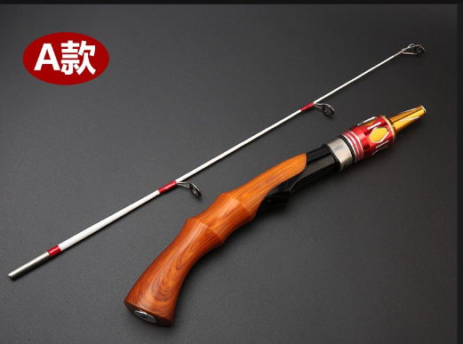 Barra de hielo, barra de pesca transfronteriza, barra de pesca portátil, mango recto 50cm, barra de pesca de invierno sólida, suave, ligeramente corta.