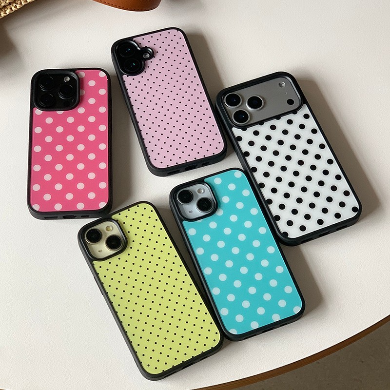 Panlinwan Original Polka Dot Black Pink Black White Black Edge Skin-Feel Frosted Mobile Phone Case Suitable for Apple 17Pm