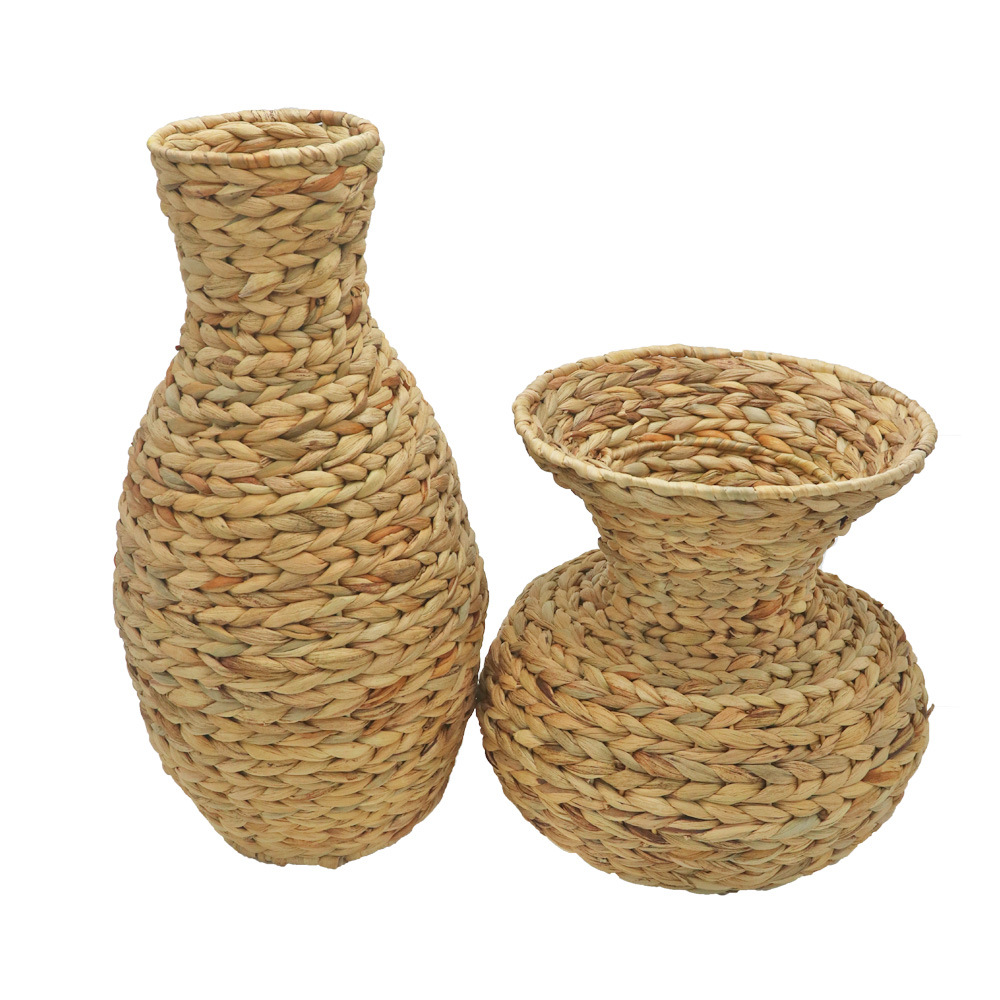 Jarrón decorativo tejido de paja de cesta de flores tejidas a mano Fábrica personalizada flor seca flor tejida florero