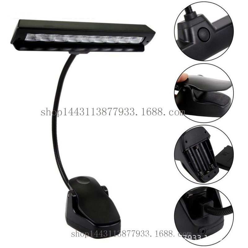 Piano Music Stand Lamp Foldableable Music Score Lighting Clip Lamp Guitar Erhu Instrument 9Led USB Rechargeable Desk Lamp