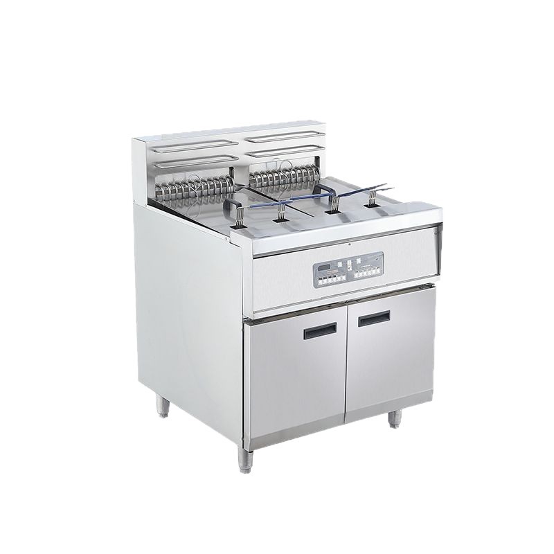 Freidora eléctrica de doble cilindro de computadora vertical comercial completamente automática a temperatura constante para freír acero inoxidable gran capacidad aparato de fritura