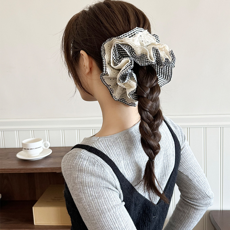 グリッドレースヘッドバンドネット有名人 2025 新しいボールヘッドバンド女性のポニーテールヘアバンドヘアバンド|undefined